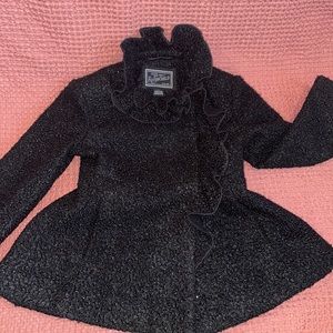Black dress coat with ruffles size 4
